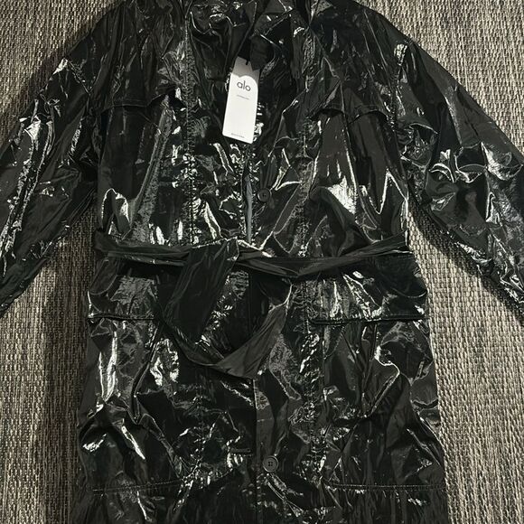 Alo yoga Metallic Break Line Trench black size XS - Picture 4 of 13